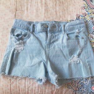 light blue jean shorts